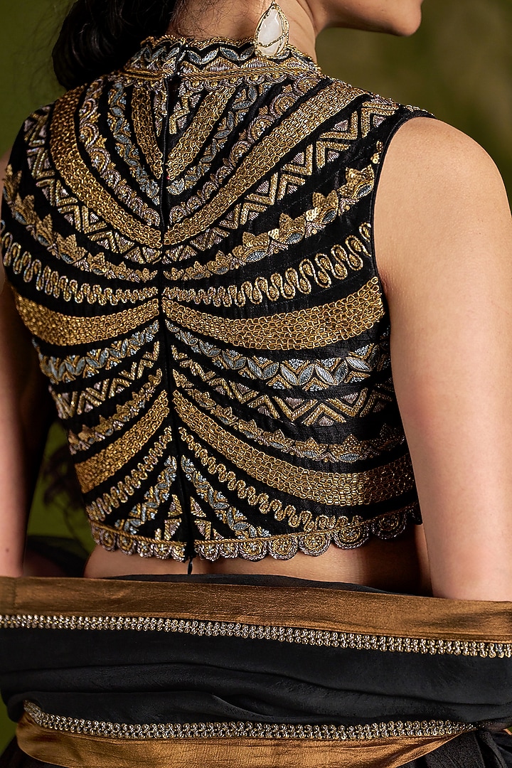 Black Silk Wedding Lehenga Set by Almaari by Pooja Patel at Pernia's Pop Up Shop