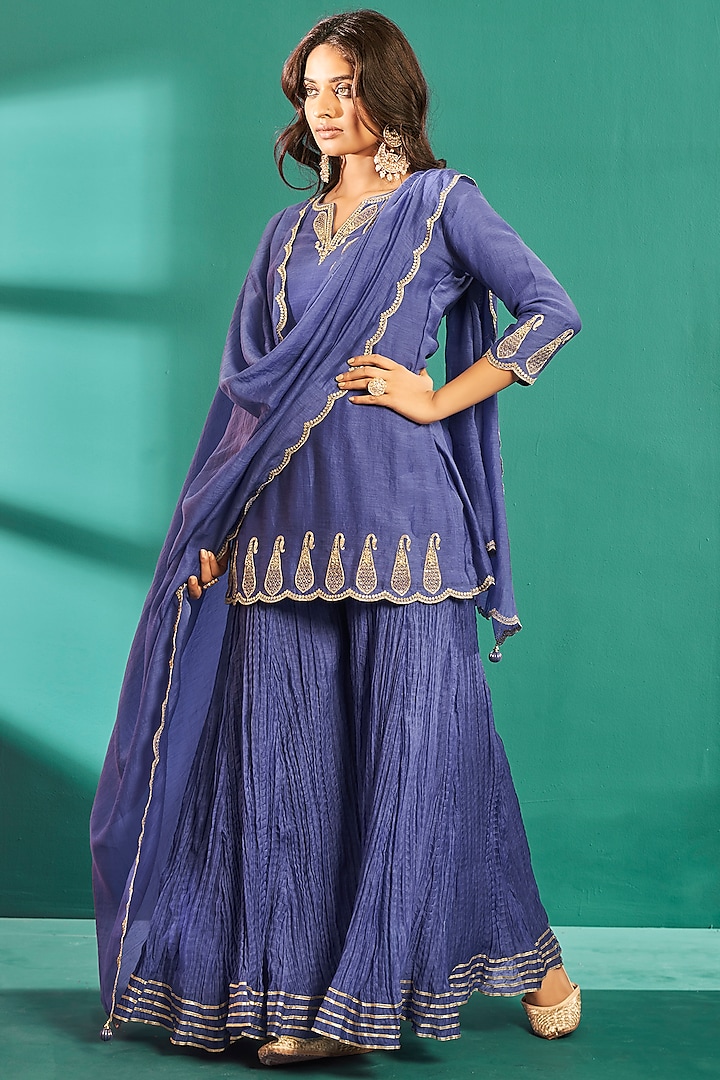 Light Purple Soft Chanderi Sharara Set by Almaari by Pooja Patel at Pernia's Pop Up Shop