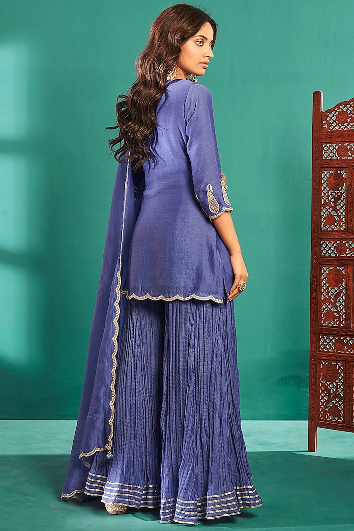 Light Purple Soft Chanderi Party Wear Sharara Set by Almaari by Pooja Patel at Pernia's Pop Up Shop