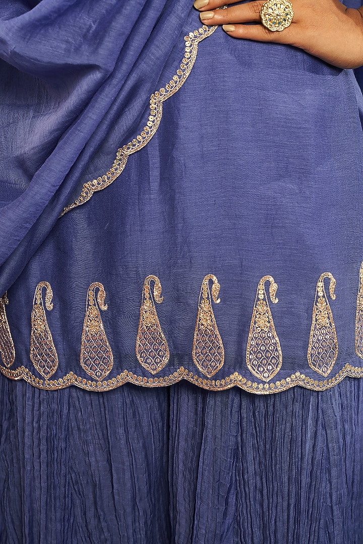 Light Purple Soft Chanderi Party Wear Sharara Set by Almaari by Pooja Patel at Pernia's Pop Up Shop
