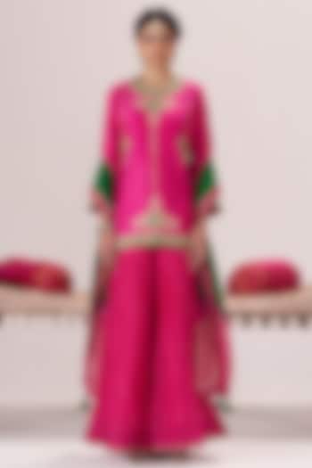 Pink Chanderi Silk Wedding Sharara Set by Almaari by Pooja Patel at Pernia's Pop Up Shop