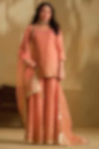 Pink Silk Wedding Sharara Set by Almaari by Pooja Patel at Pernia's Pop Up Shop