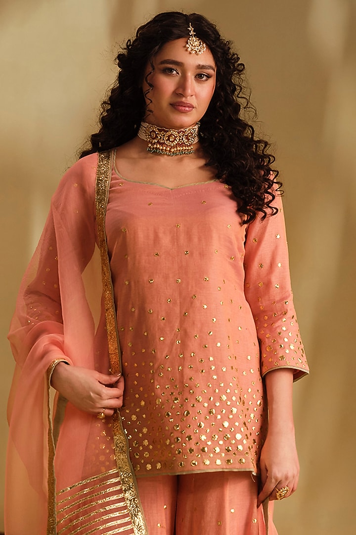 Pink Silk Wedding Sharara Set by Almaari by Pooja Patel at Pernia's Pop Up Shop