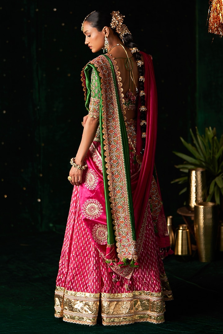 Pink Organza Embroidered Bridal Lehenga Set by Almaari by Pooja Patel at Pernia's Pop Up Shop