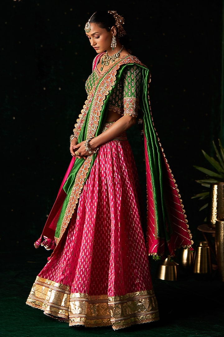 Pink Organza Embroidered Bridal Lehenga Set by Almaari by Pooja Patel at Pernia's Pop Up Shop
