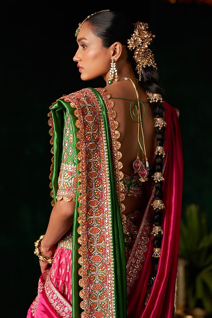 Pink Organza Embroidered Bridal Lehenga Set by Almaari by Pooja Patel at Pernia's Pop Up Shop