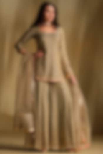 Green Silk Wedding Sharara Set by Almaari by Pooja Patel at Pernia's Pop Up Shop