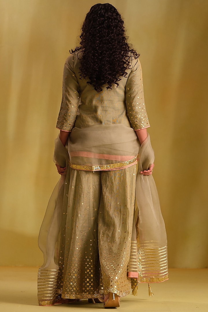 Green Silk Wedding Sharara Set by Almaari by Pooja Patel at Pernia's Pop Up Shop