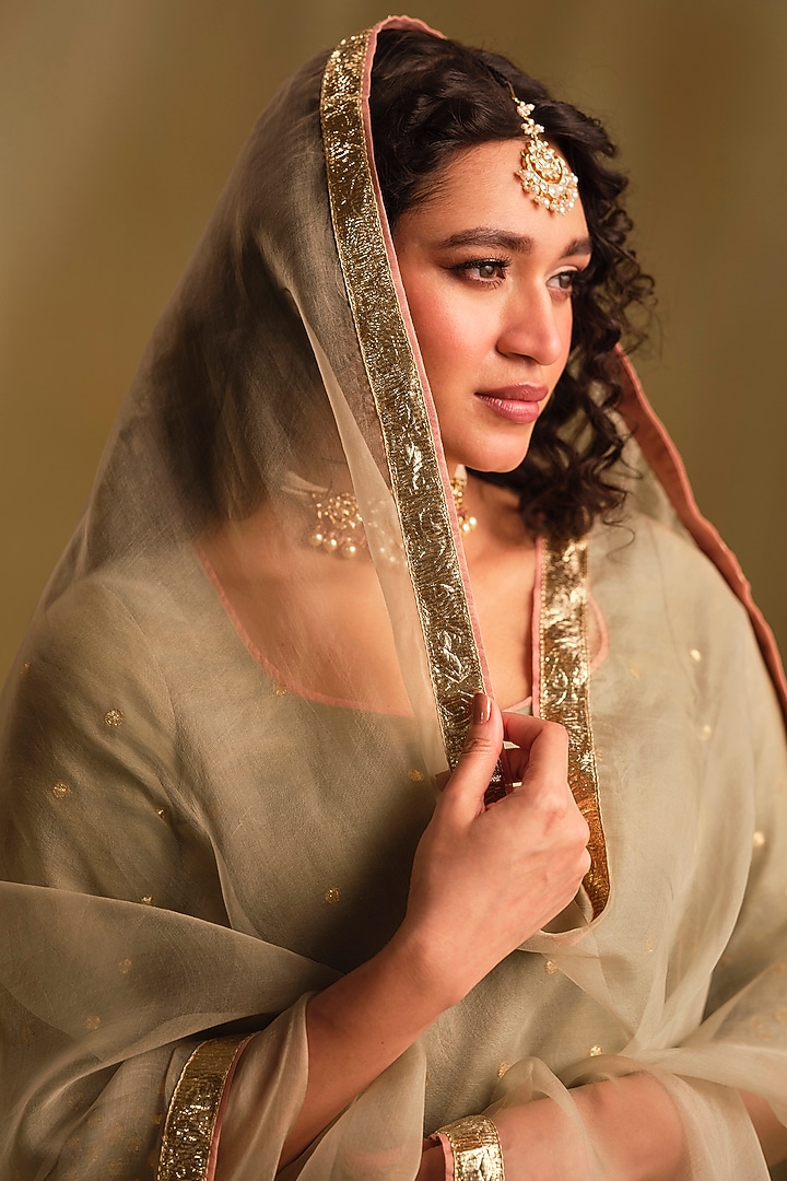 Green Silk Wedding Sharara Set by Almaari by Pooja Patel at Pernia's Pop Up Shop