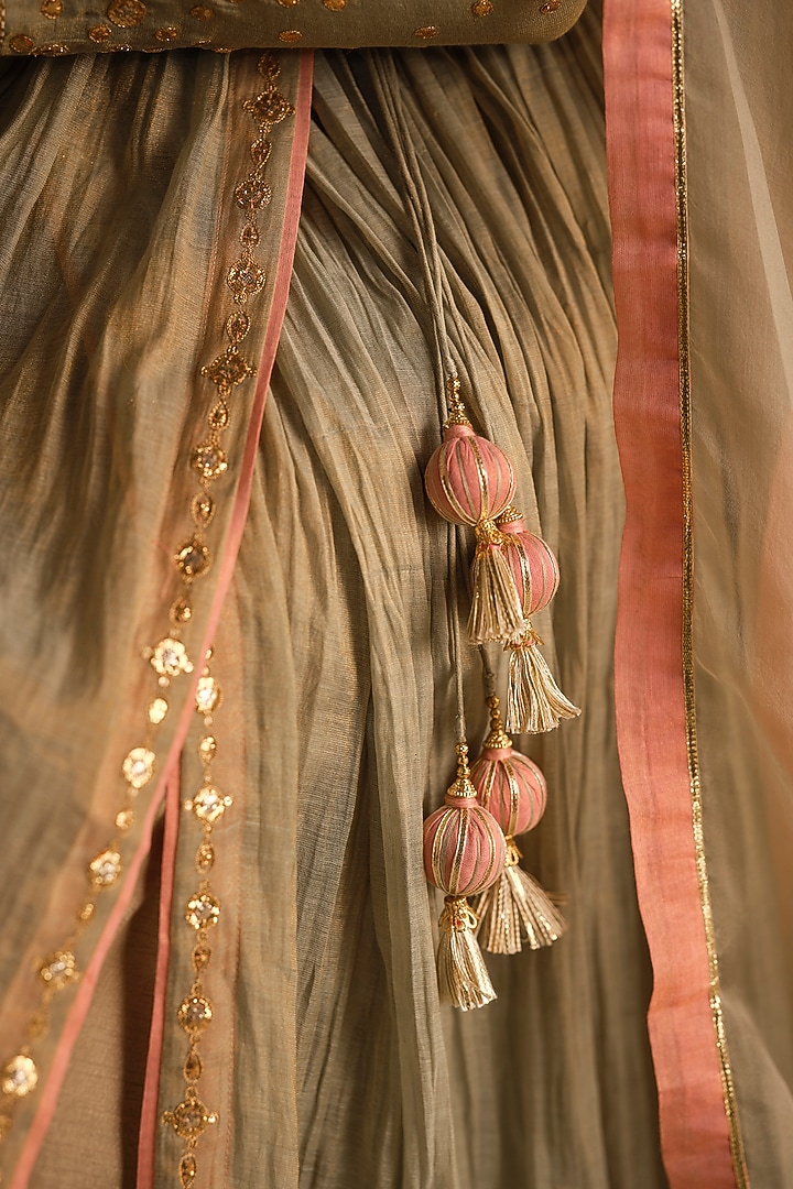 Green Silk Gota Work Wedding Anarkali Set by Almaari by Pooja Patel at Pernia's Pop Up Shop