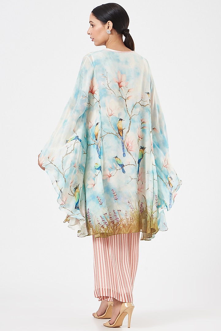 Sky Blue Georgette Printed Kaftan Set by Ashima Leena at Pernia's Pop Up Shop
