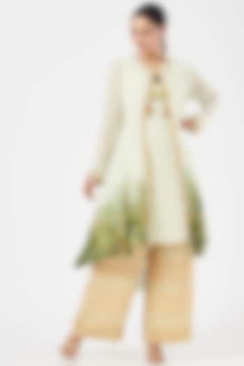 Mint Green Georgette Printed Cape Set by Ashima Leena at Pernia's Pop Up Shop