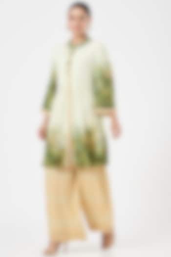 Mint Green Georgette Printed Pant Set by Ashima Leena
