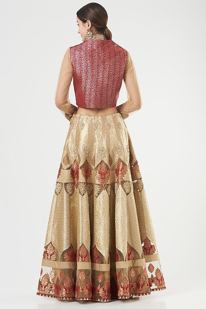 Gold Hand Embroidered Bridal Lehenga Set by Ashima Leena at Pernia's Pop Up Shop
