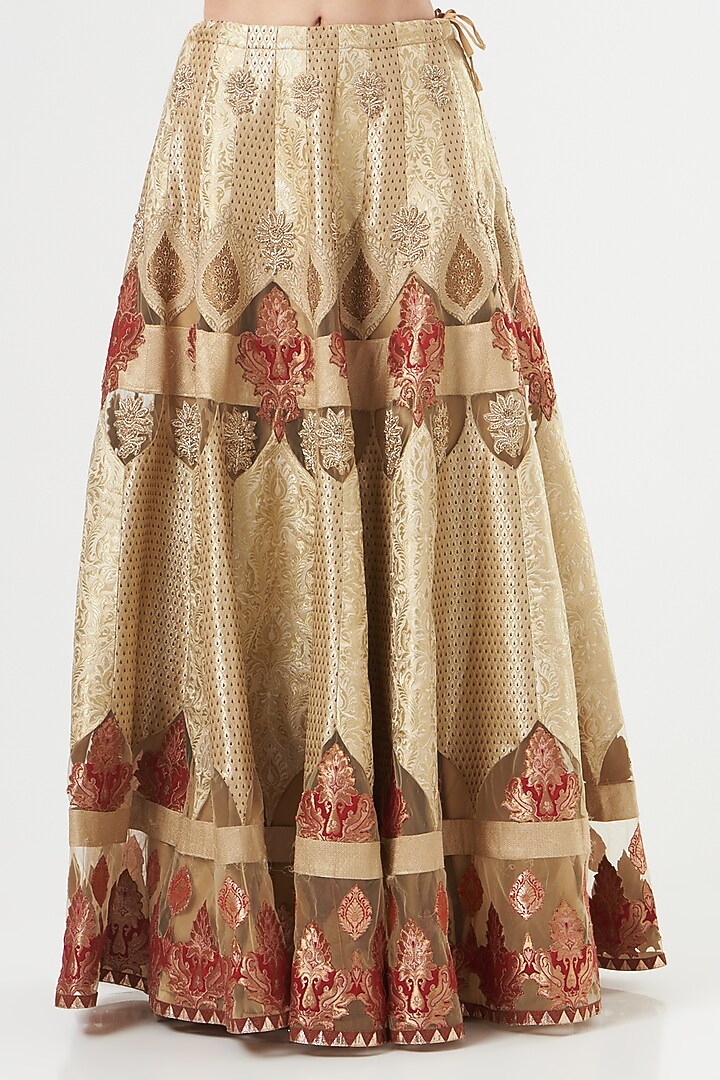 Gold Hand Embroidered Bridal Lehenga Set by Ashima Leena at Pernia's Pop Up Shop