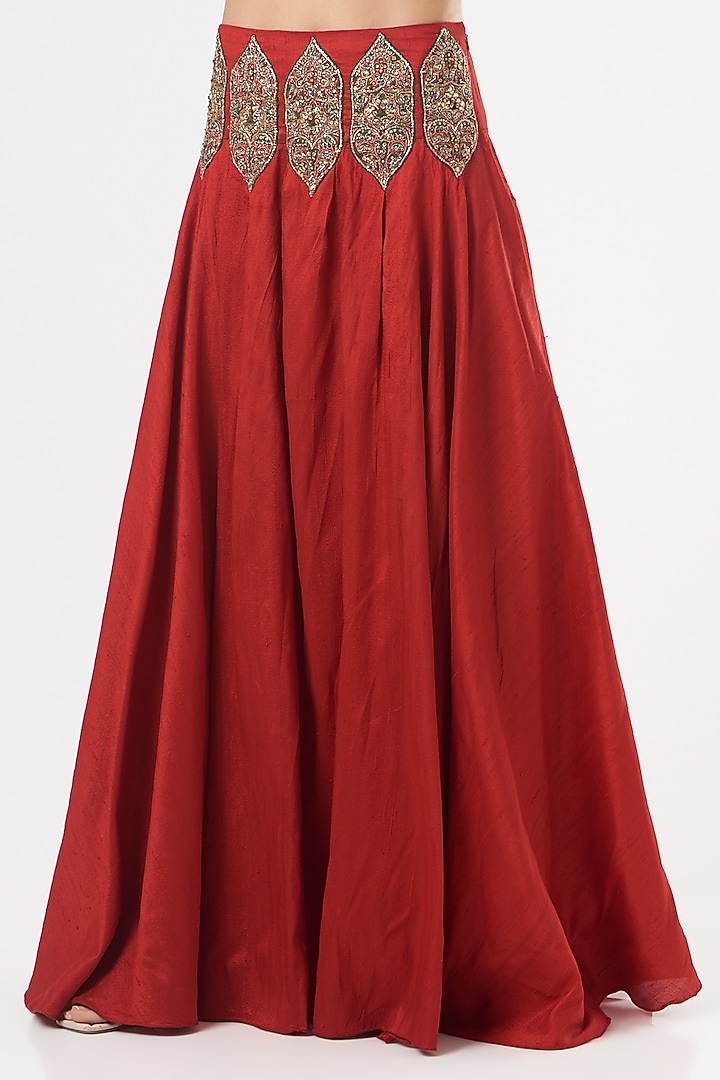 Red Embroidered Jacket Set by Ashima Leena at Pernia's Pop Up Shop