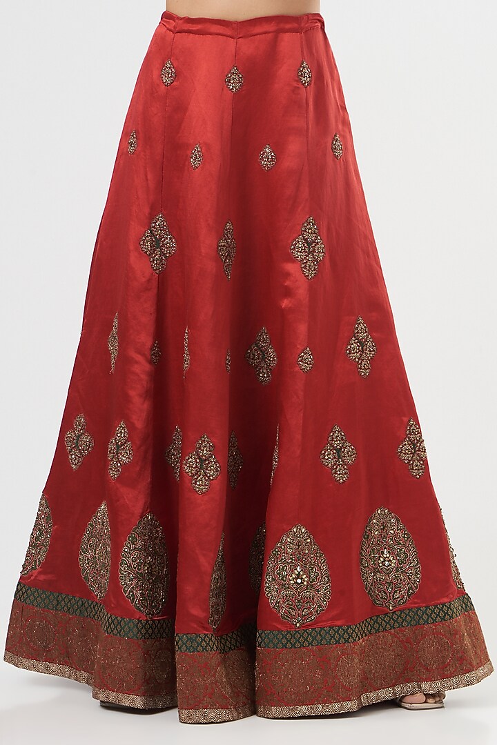 Red Raw Silk Embroidered Bridal Lehenga Set by Ashima Leena at Pernia's Pop Up Shop