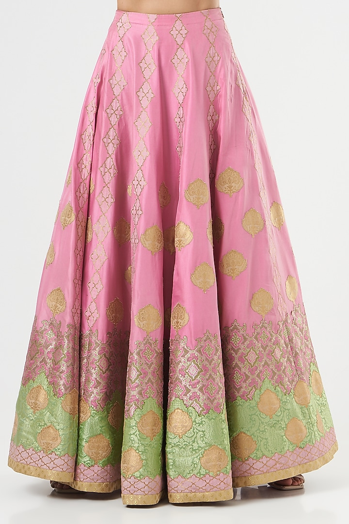 Pink Applique Embroidered Bridal Lehenga Set by Ashima Leena at Pernia's Pop Up Shop