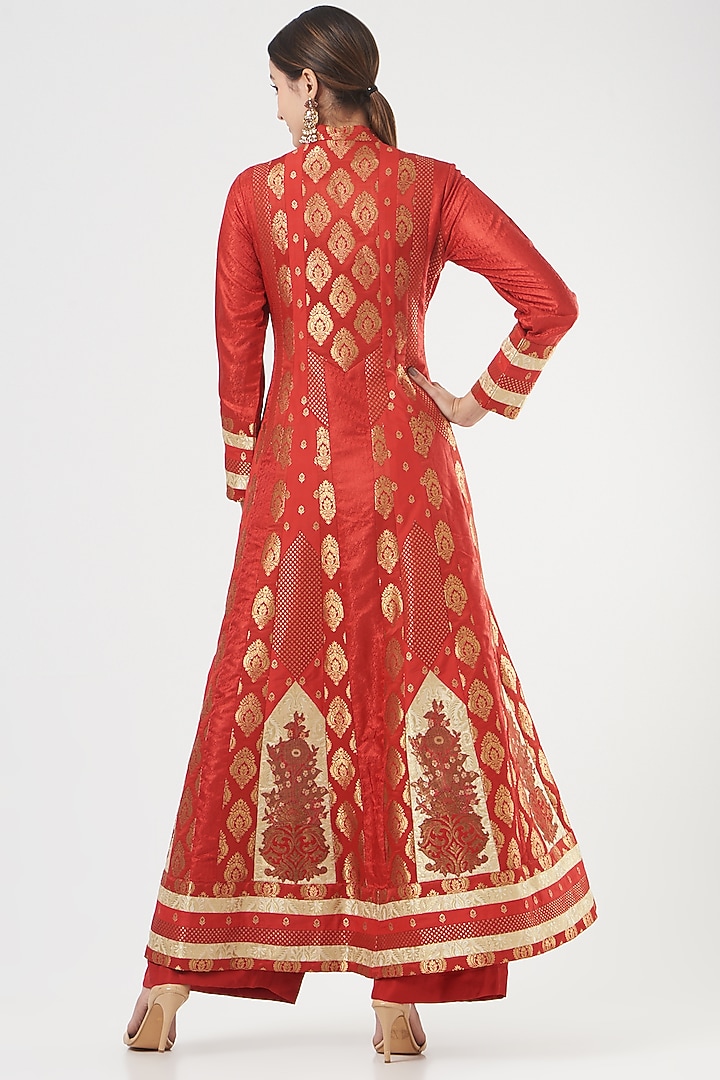 Red Silk Jacket Set by Ashima Leena at Pernia's Pop Up Shop