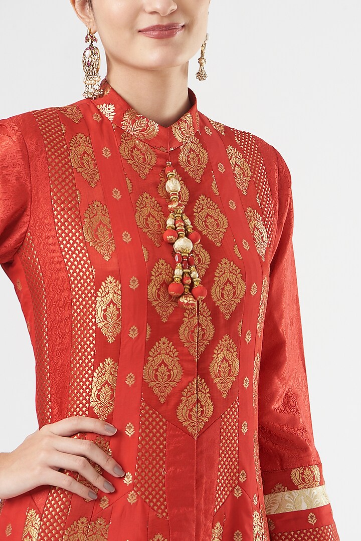 Red Silk Jacket Set by Ashima Leena at Pernia's Pop Up Shop