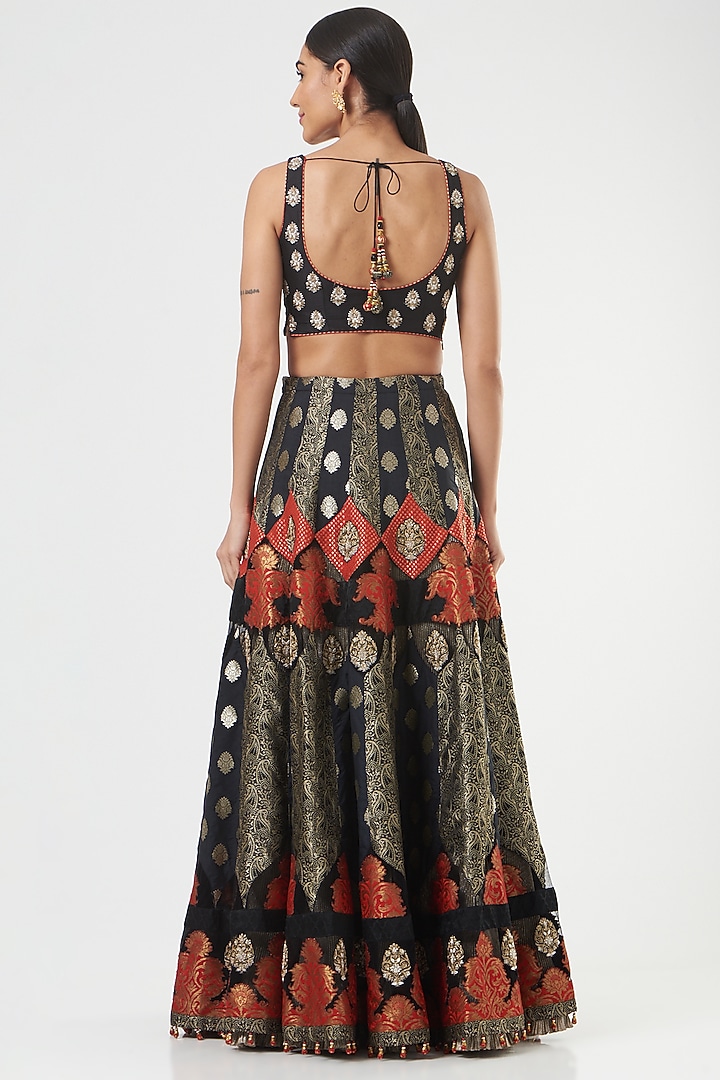 Black Embroidered Bridal Lehenga Set by Ashima Leena at Pernia's Pop Up Shop