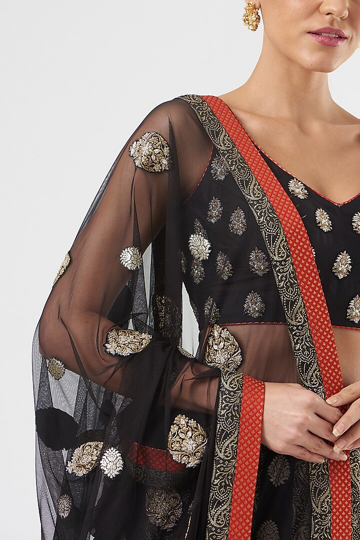 Black Embroidered Bridal Lehenga Set by Ashima Leena at Pernia's Pop Up Shop