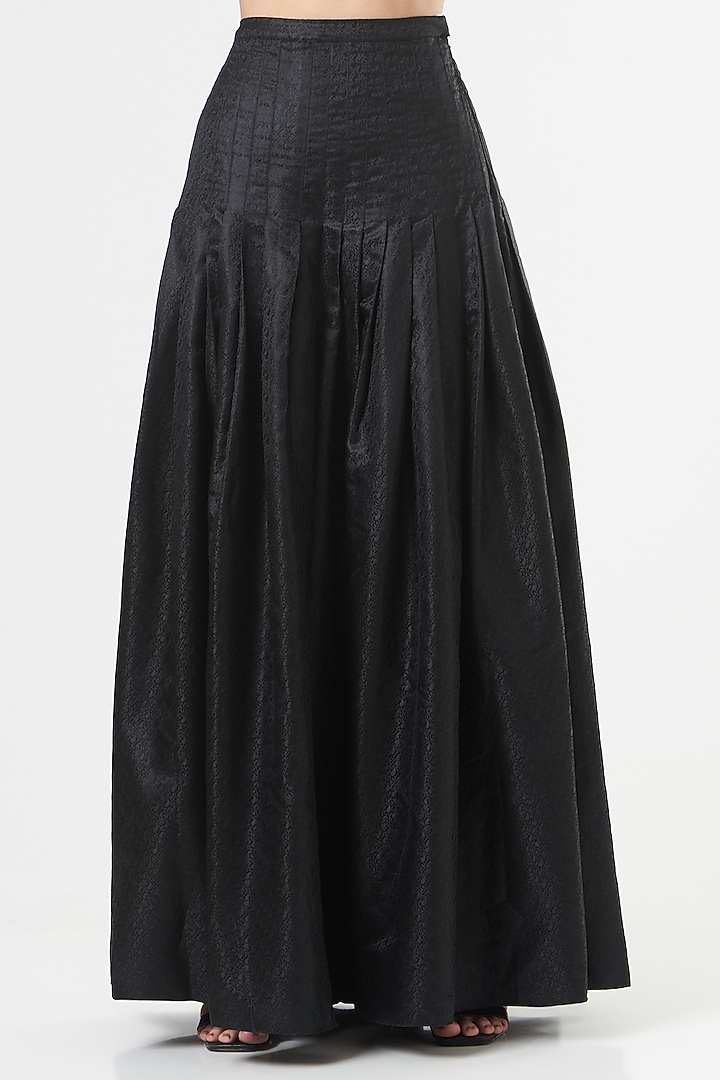 Black Italian Silk Skirt Set by Ashima Leena at Pernia's Pop Up Shop