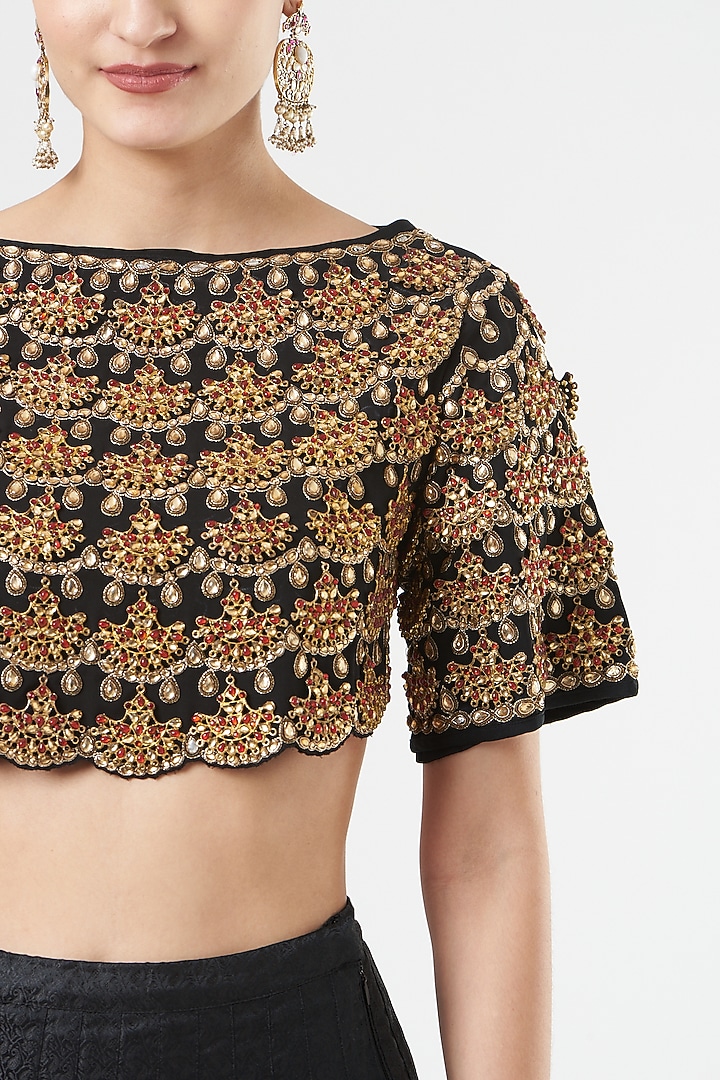 Black Italian Silk Skirt Set by Ashima Leena at Pernia's Pop Up Shop