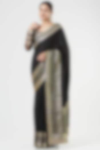 Black Silk Saree Set by Ashima Leena at Pernia's Pop Up Shop