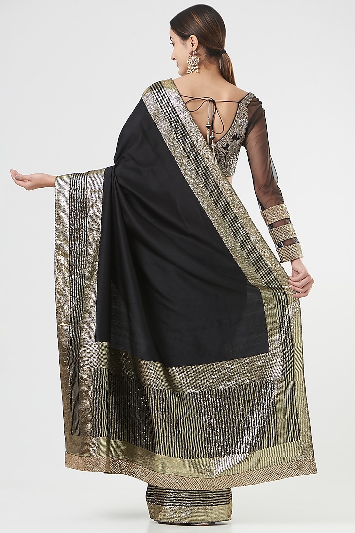 Black Silk Bridal Saree Set by Ashima Leena at Pernia's Pop Up Shop