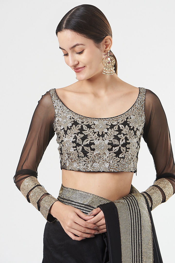 Black Silk Bridal Saree Set by Ashima Leena at Pernia's Pop Up Shop