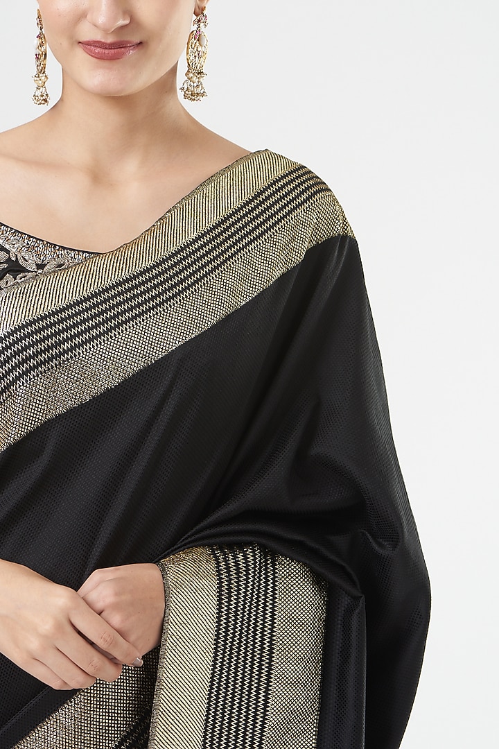Black Silk Bridal Saree Set by Ashima Leena at Pernia's Pop Up Shop