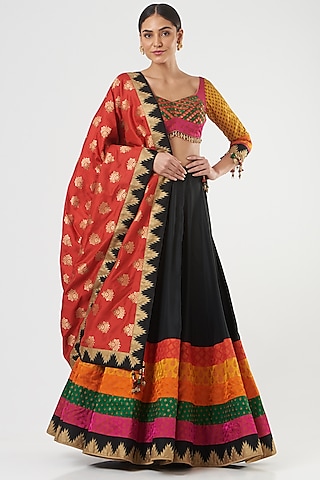 Black Silk Lehenga Set by Ashima Leena