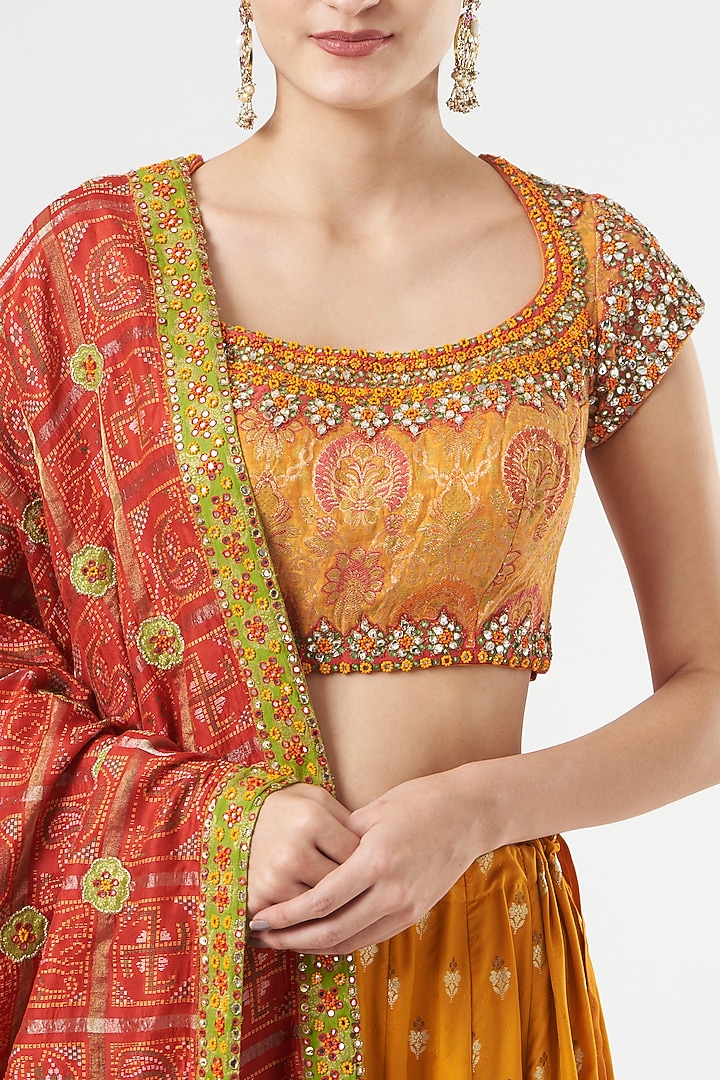 Deep Mustard Embroidered Bridal Lehenga Set by Ashima Leena at Pernia's Pop Up Shop