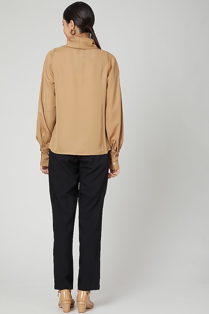 Beige Cowl Neck Top by ALIGNE at Pernia's Pop Up Shop