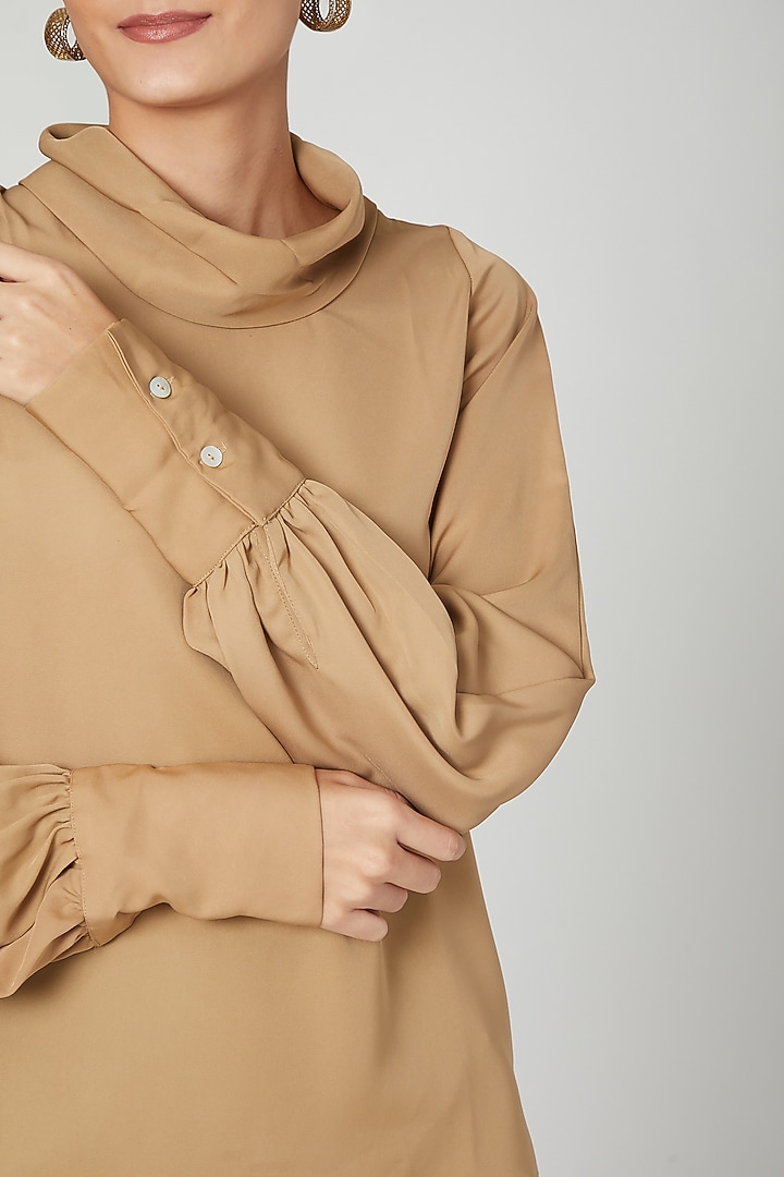 Beige Cowl Neck Top by ALIGNE at Pernia's Pop Up Shop