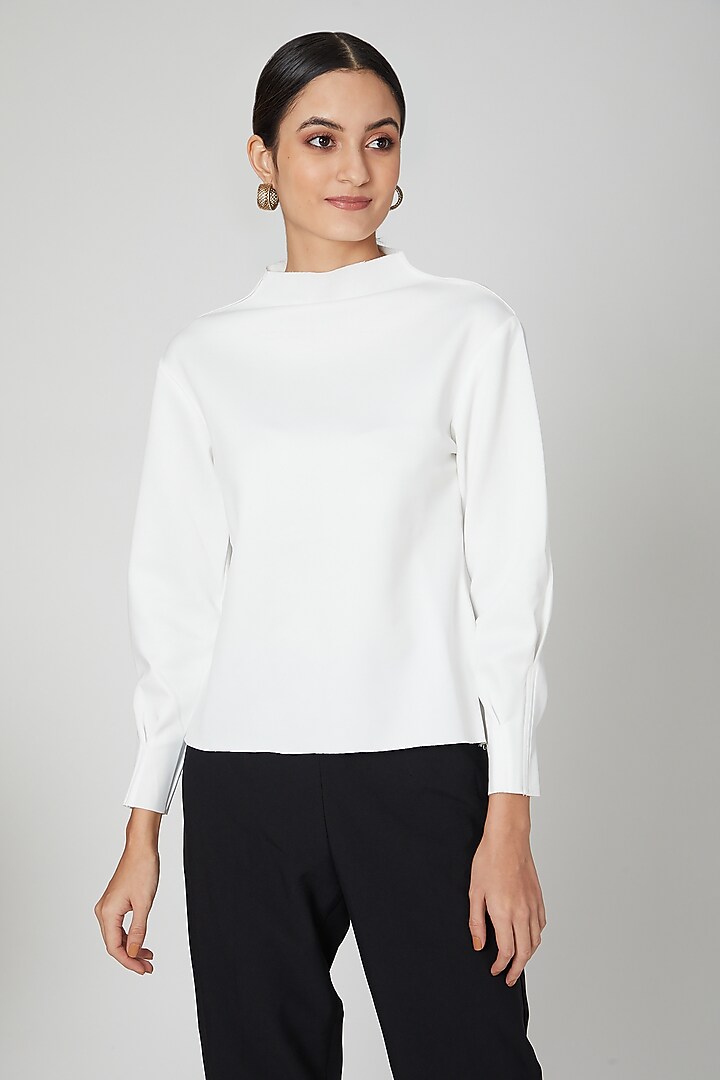 White Slim Fit Top by ALIGNE at Pernia's Pop Up Shop