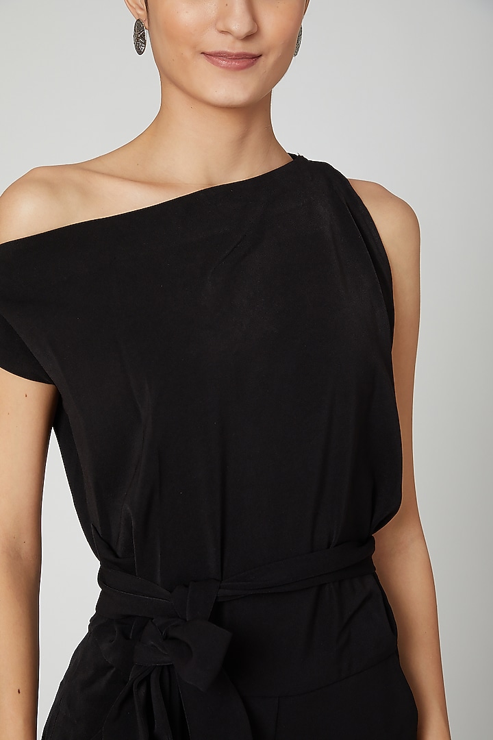Black Off Shoulder Jumpsuit by ALIGNE at Pernia's Pop Up Shop