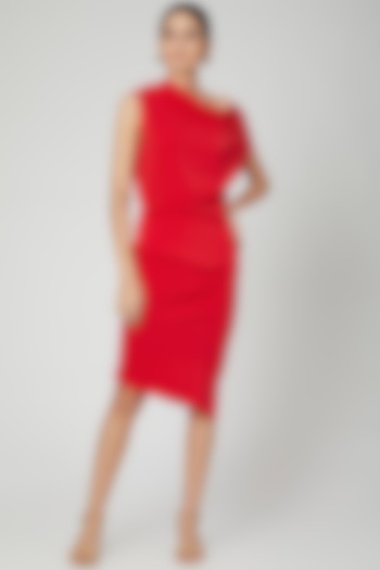 Red Off Shoulder Dress by ALIGNE
