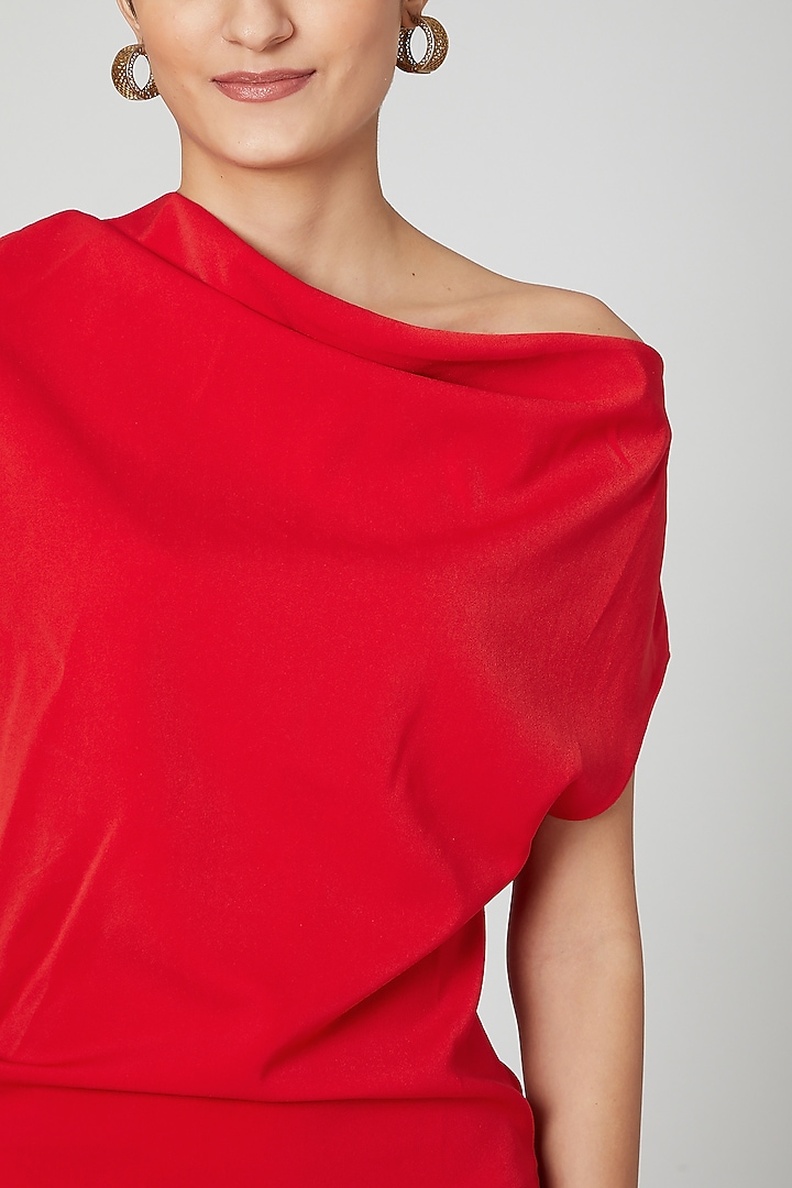 Red Off Shoulder Summer Dress by ALIGNE at Pernia's Pop Up Shop