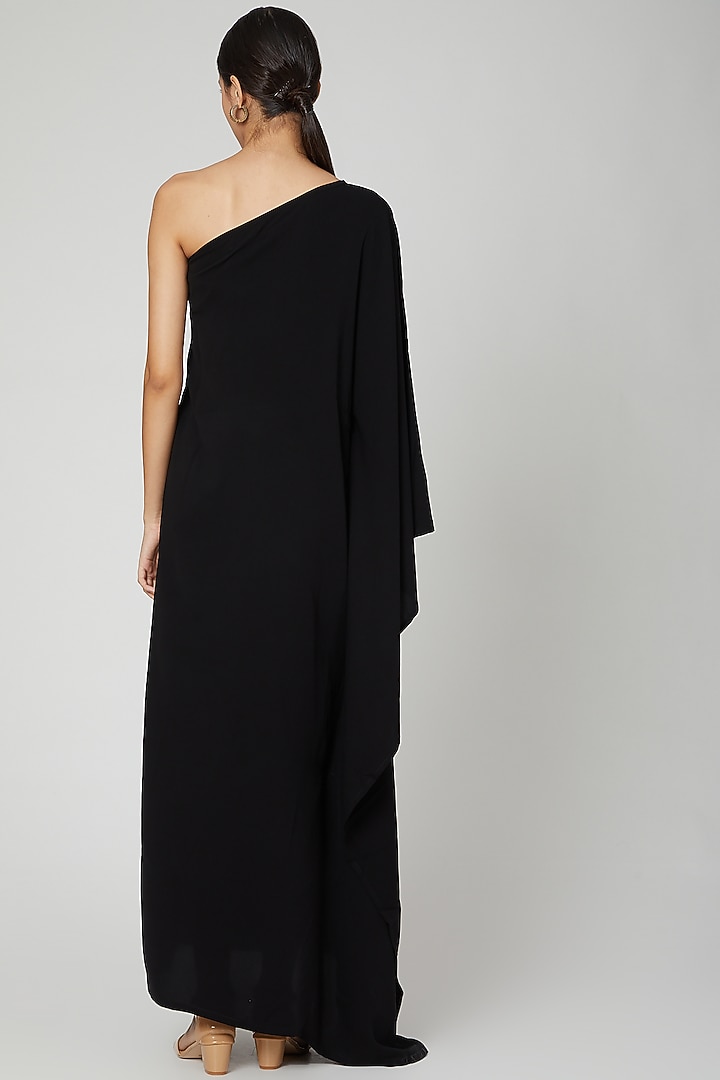 Black One Shoulder Button Down Summer Dress by ALIGNE at Pernia's Pop Up Shop