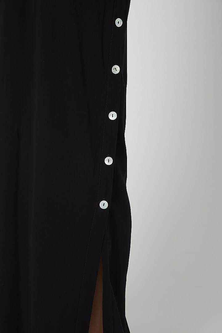 Black One Shoulder Button Down Summer Dress by ALIGNE at Pernia's Pop Up Shop