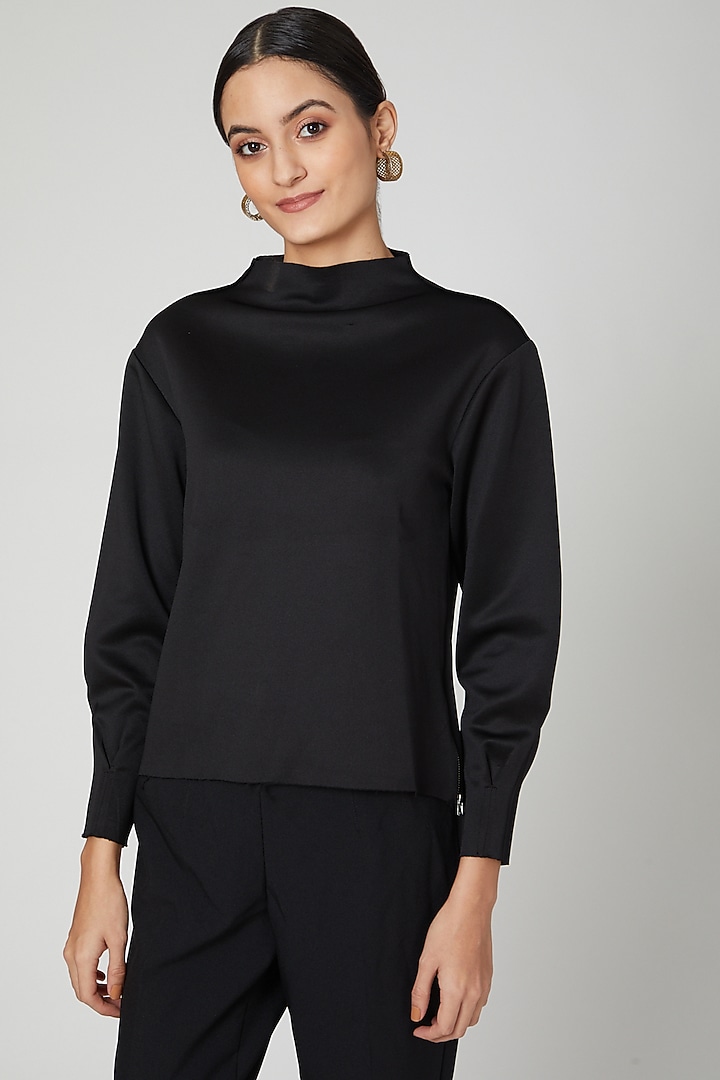 Black Slim Fit Top by ALIGNE at Pernia's Pop Up Shop
