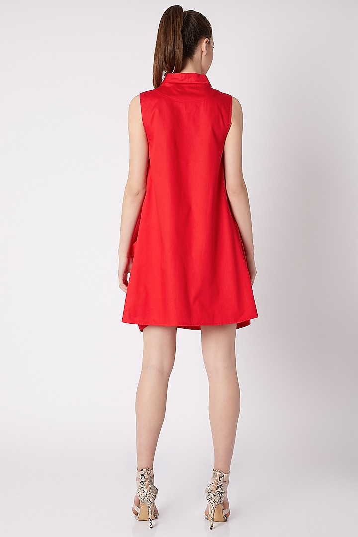 Red Double Pocket Sleeveless Summer Dress by ALIGNE at Pernia's Pop Up Shop