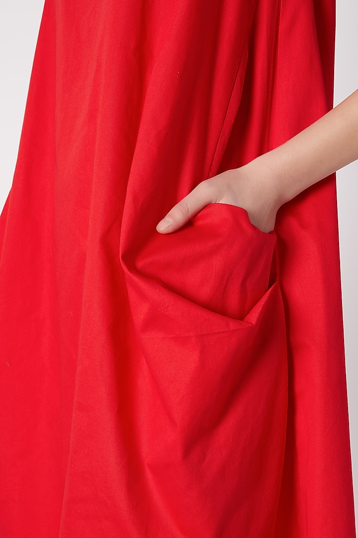 Red Double Pocket Sleeveless Summer Dress by ALIGNE at Pernia's Pop Up Shop