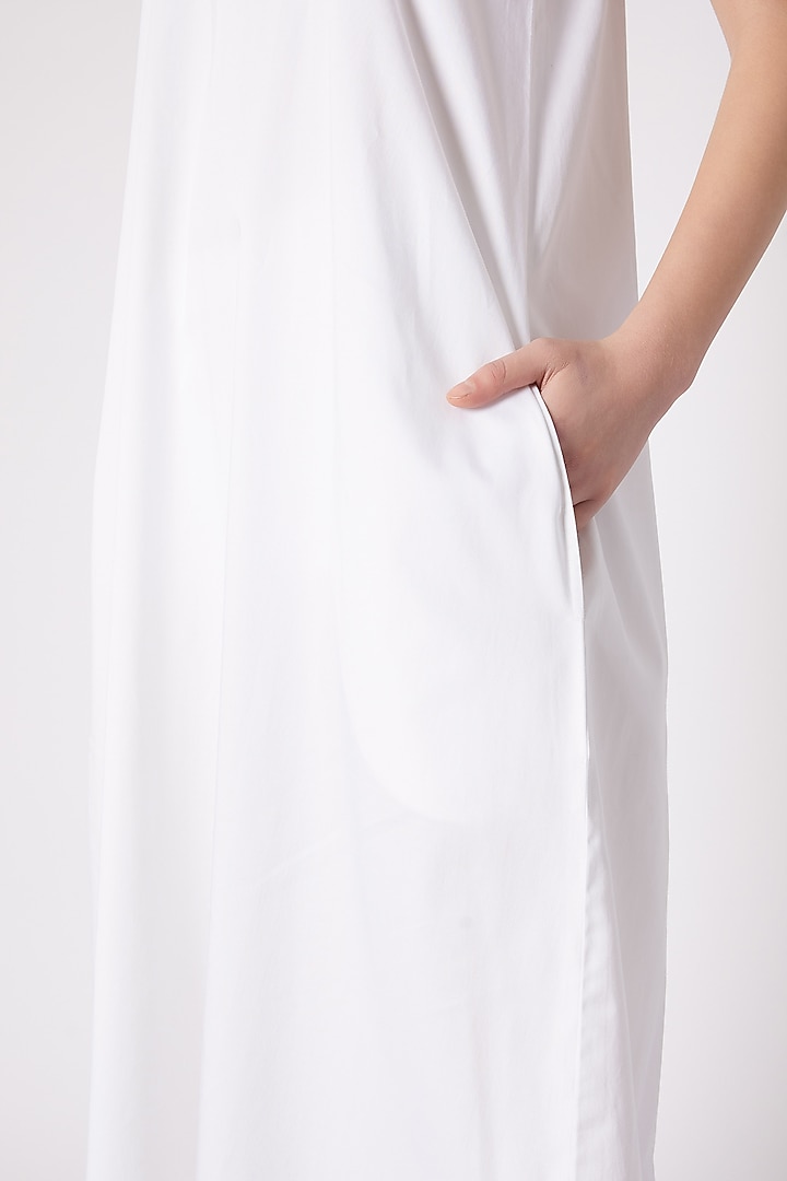 White A-Line Cotton Sateen Summer Dress by ALIGNE at Pernia's Pop Up Shop