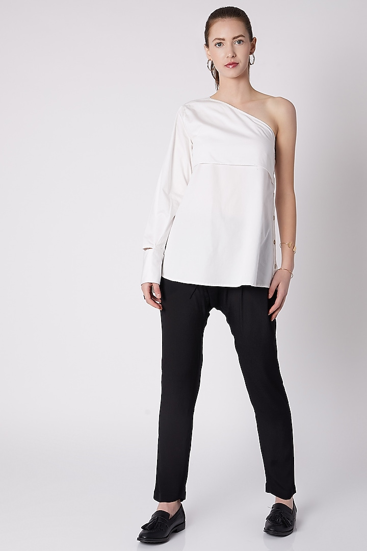 White One Shoulder Top by ALIGNE