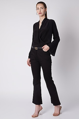 Black Crepe Silk Top by ALIGNE