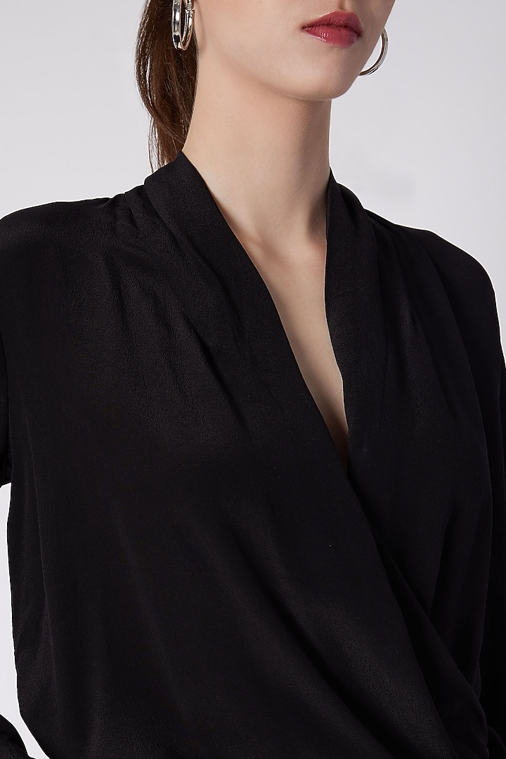 Black Crepe Silk Top by ALIGNE at Pernia's Pop Up Shop