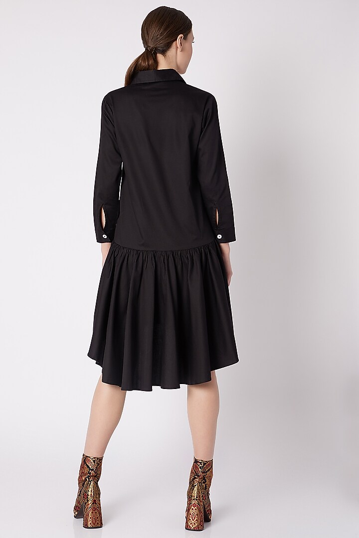 Black Cotton Sateen Summer Dress by ALIGNE at Pernia's Pop Up Shop